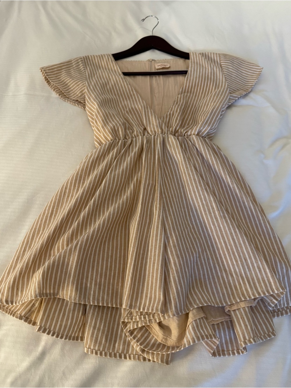 Showpo Beige and White Striped Women’s Casual Dress